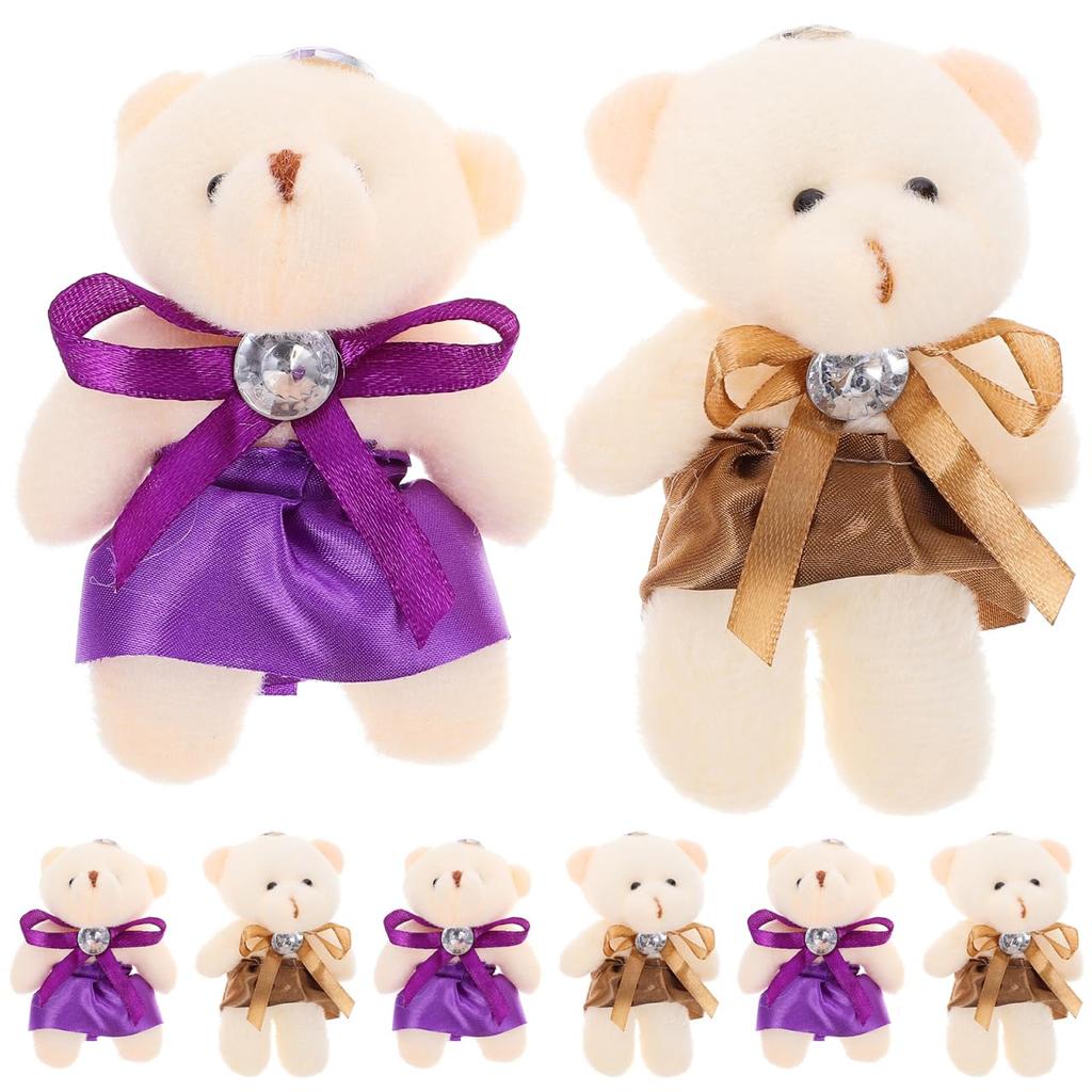 Alasum Small Plush Bears, Set of 10, Fluffy and Cute, Perfect for Kids and Girls, Home Decor, Miniature, Christmas, Graduation, Valentine's Day Gifts
