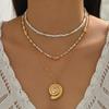 Starfish & Conch Pendant Necklace - Versatile Fashion Jewelry with Rice Bead Clavicle Chain for Women.