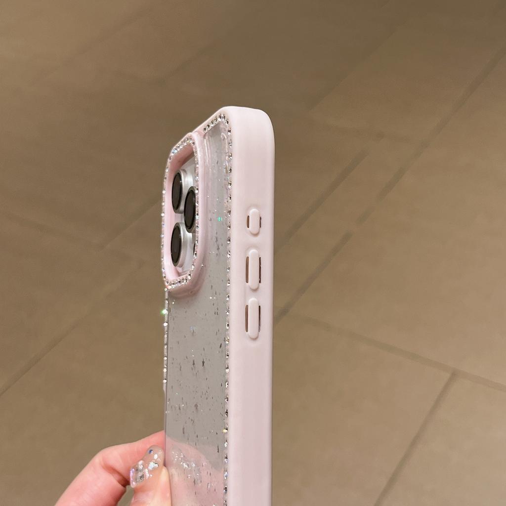 For iPhone 16 Pro Case Rhinestone Frame Star Glitter Epoxy Design TPU+PC Phone Cover