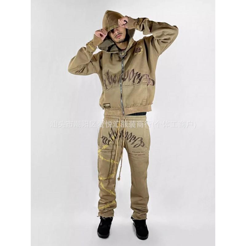 Unisex Hip Hop Hoodie Sweatpants Set Loose Fit Long Sleeve Casual Wear