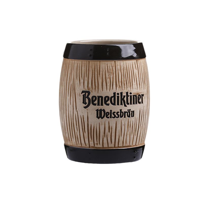 Hawaii Ceramic Tiki Mug Creative Cocktail Cup Easter Island Tiki Mugs Halloween Gift Barrel Shaped Wine Mug for Bar Accessories