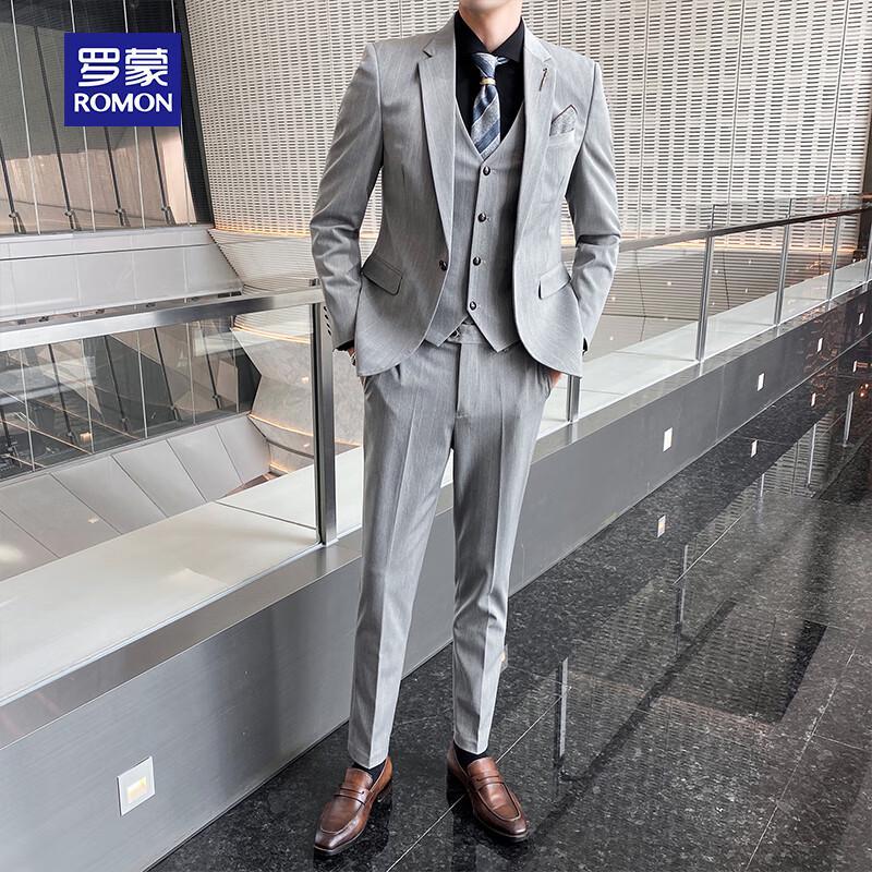 ROMON Men's Slim-Fit Business Formal Suit