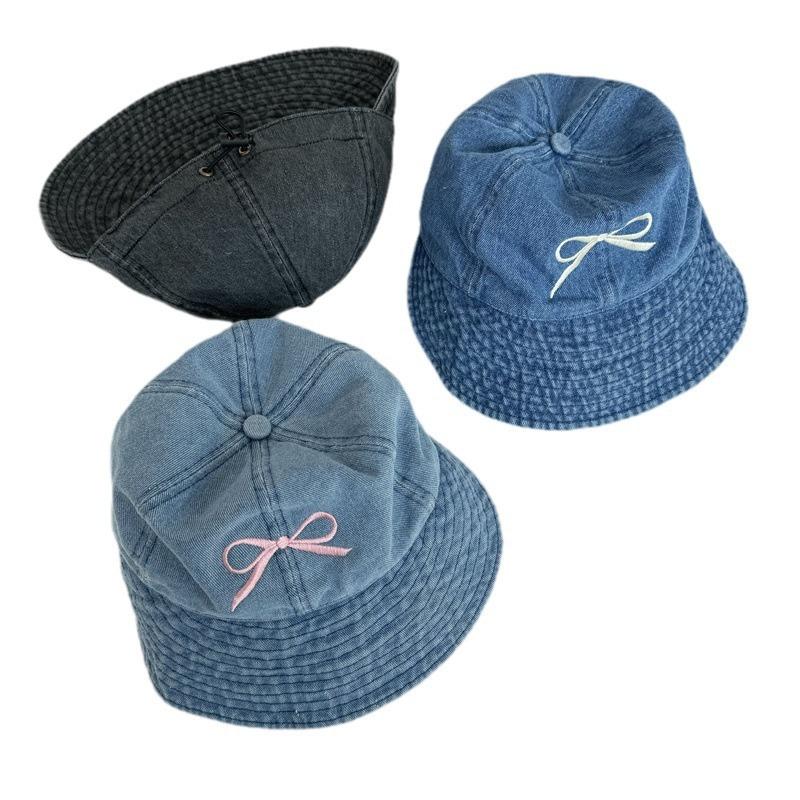 Bow Embroidered Temperament Baseball Hat for Women Japanese High Cloth Outdoor Sunshade Versatile Fisherman Hat