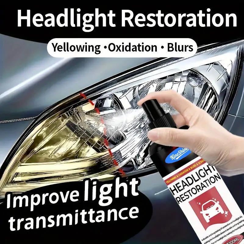 Car Headlight Restoration Spray Remove Yellowing Oxidation Blur Improve Light Transmittance