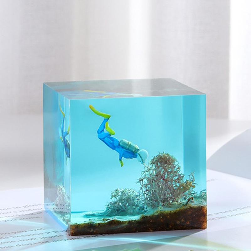 1 Stück Ungemalte Miniaturfiguren Meeres Taucher Actionfiguren Modell Unterwasser Tauch Deko Zubehör Figur Spielzeug Aquarium