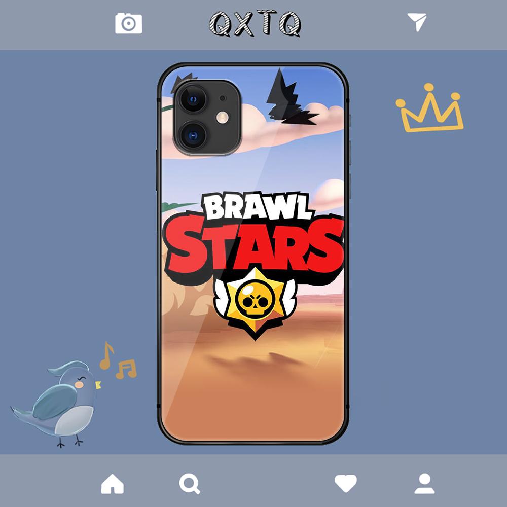 Kreslený herní kryt Brawl Stars pro iPhone Samsung Galaxy Redmi Note S 17 16 15 14 13 20 24 25 54 Pro Max Ultra Fe Kryt z tvrzeného skla