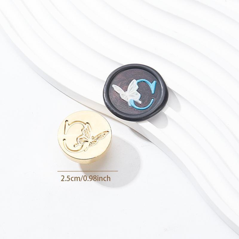 Butterfly Letter Seal(A~Z)Seal Stamp Brass Head With Wooden Handle Make Wax Seals For Wedding Invitations/Envelopes/Gift Wrap