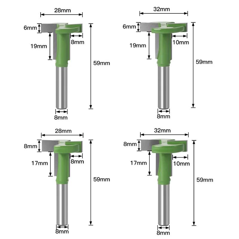 8 Schaft Grün Gerade Kante T-Messer Haken Fräser Nutmesser 8 Schaft Nutenfräser Außenhandel Export Holzarbeit