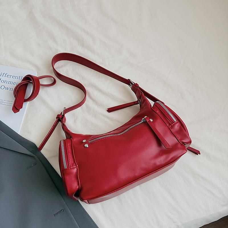 Double Side Pocket Design Single Shoulder Bag French Style Underarm Handbag Clutch Bag Adjustable Shoulder Strap Crossbody Bags