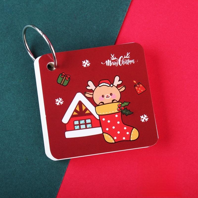 80pcs/packChristmas Iron Ring Binder Loose-leaf Ring Binder Christmas Stocking Christmas Tree Reindeer Portable Pocket Notebook