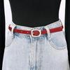 Versatile Women's Thin Waist Belt - Solid Color Pin Buckle Leather Belt for Dresses, Jeans, Jackets, and Waist Cincher Accessories.