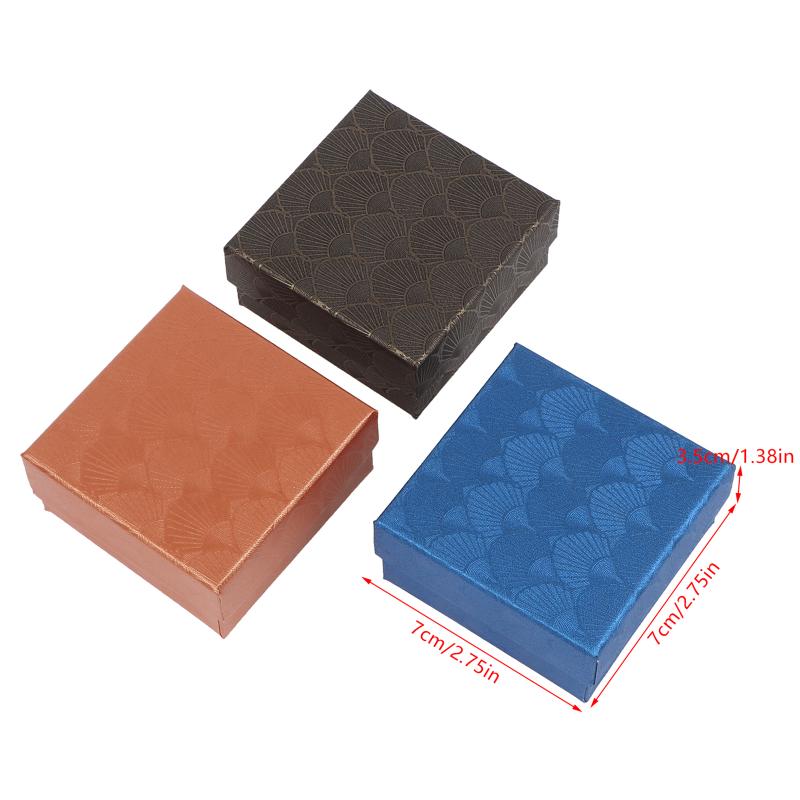5Pcs 7X7Cm Cardboard Jewelry Packaging Box Necklace Earring Bracelet Box Paper Gift Storage Case With Black Sponge
