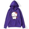 Red Flower From Panda BuBu To Bear DuDu Hoodie Cute Baby Bears Sweatshirts Couple Clothes Women's Streetwear