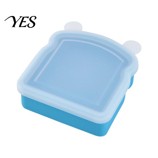 Portable Breakfast Box Silicone Sandwich Holder Lunch Box, Microwave Safe Food Container for Bread Keeper Work Toast, Leak-Proof Bento School,