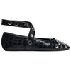Zara Versatile Vintage Bow Detail Studded Flat Casual Shoes Women Flats Black 13578410-38