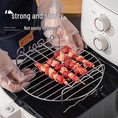 Rack Duplo de Aço Inoxidável para Fritadeira de Ar de 67" - Acessórios para Churrasco de 4 Pinos e Fritadeira com Prateleira de Malha.