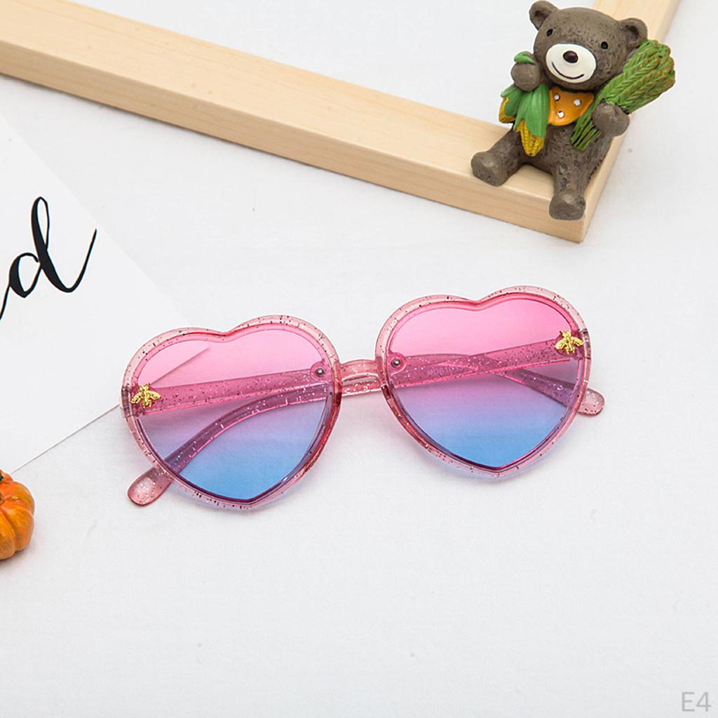 2 Pieces Colorful Heart Sunglasses UV400 Transparent Eyeglasses Eyewear Round for Girls Gift Boys