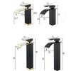 Basin Faucet Gold and Black Waterfall Faucet Brass Bathroom Faucet Bathroom Basin Faucet Mixer Tap Hot and Cold Sink Faucet
