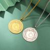 Dawapara Pentagram Crescent Necklace Sakura Magic Circle Sun Moon Star Magic Array Good Luck Amulet Stainless Steel Jewelry