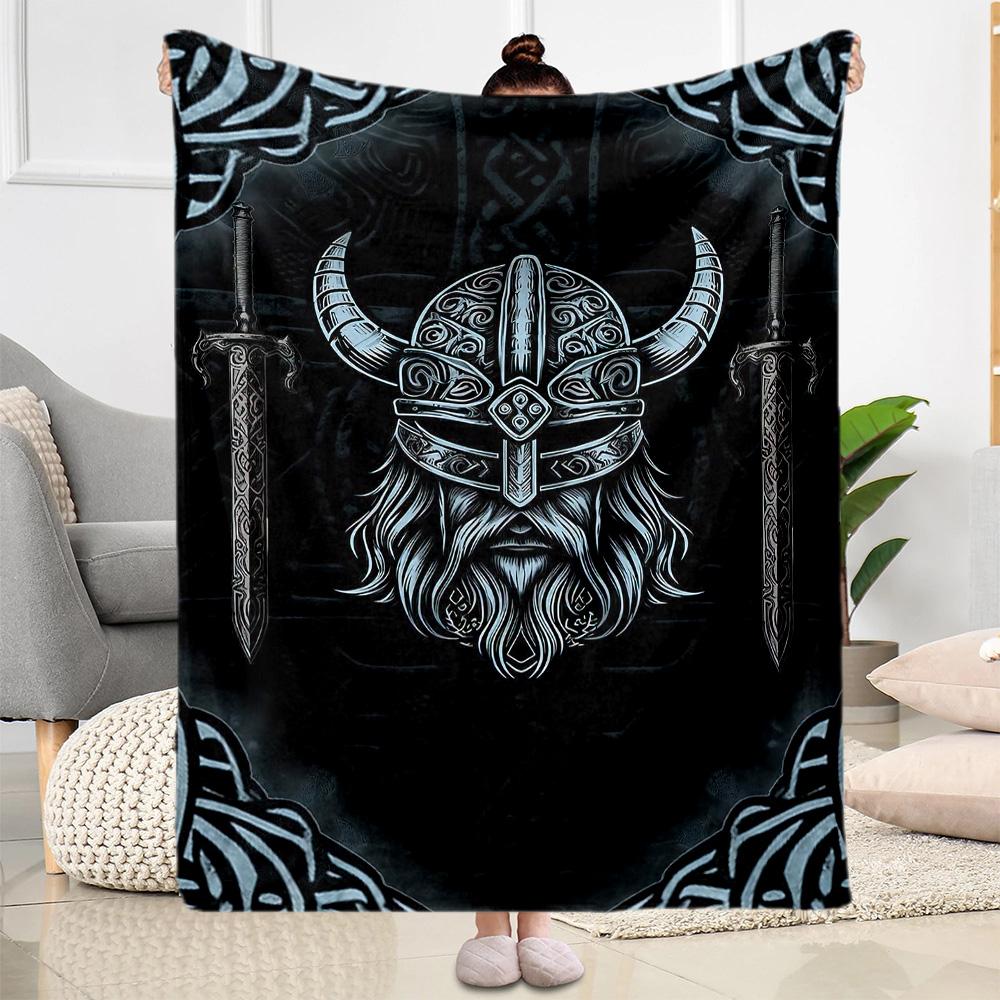 Viking Compass And Wolves Blankets Are Suitable for Living Rooms,making Them an Ideal Choice for Outdoor Travel and Gifts.