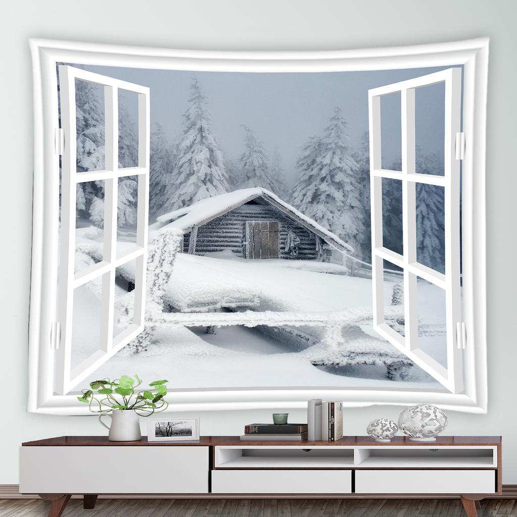 Winter Cedar Nature Landscape Print Pattern Tapestry Home Living Room Bedroom Wall Decor Background Cloth Tapestry