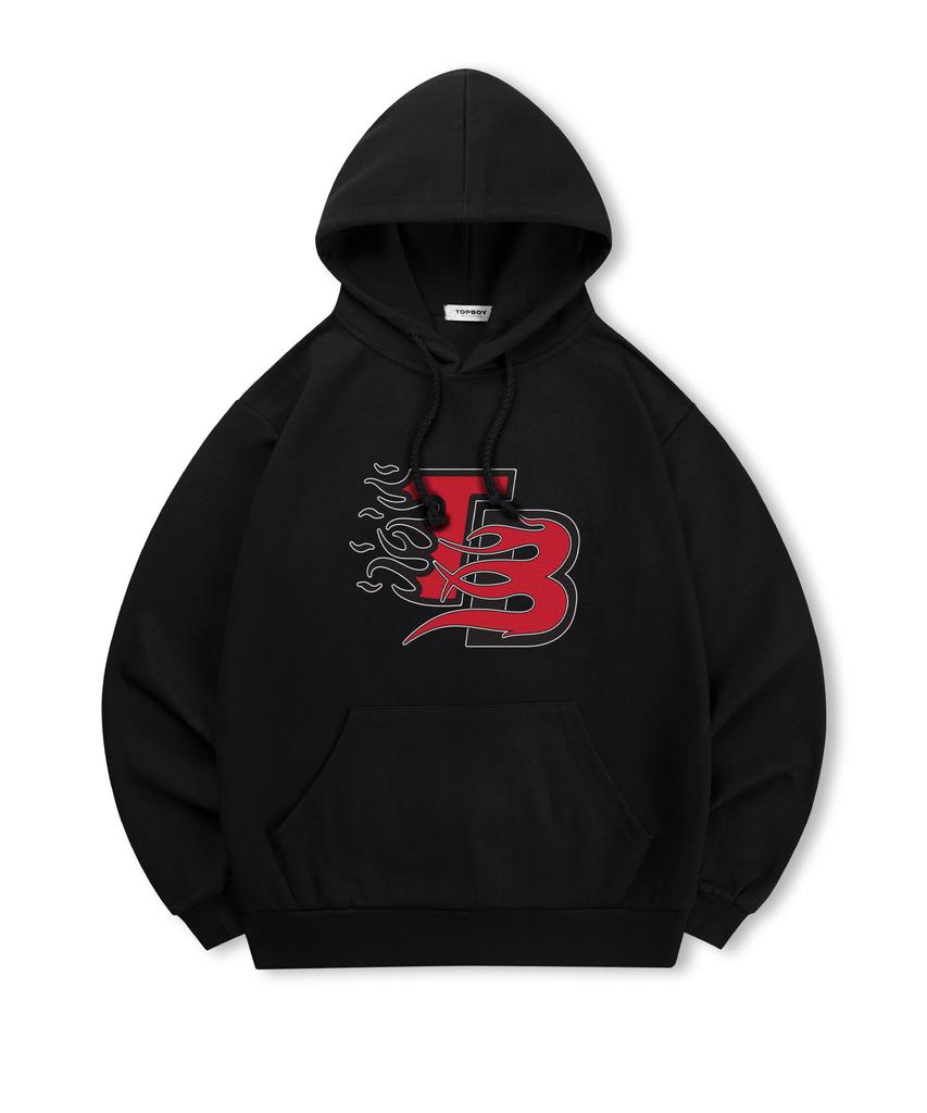[Non-Fleece Or Fleece-Lined] Flaming Print Hooded Sweatshirt (Type B)