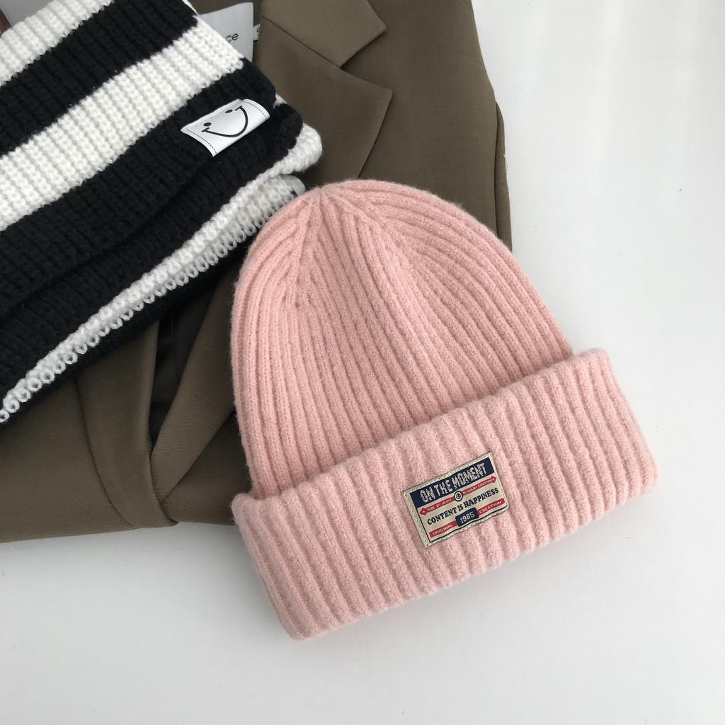 Cloth knitted hats men's and women's autumn new versatile thickened wool hats women's ear protectors cold hats