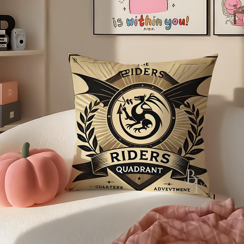 Epic Fantasy Fictional FFourth WWing Dragon Cushion Cover Pillowcase Short Plush Invisible Zipper Room Sofa Cushion Cover