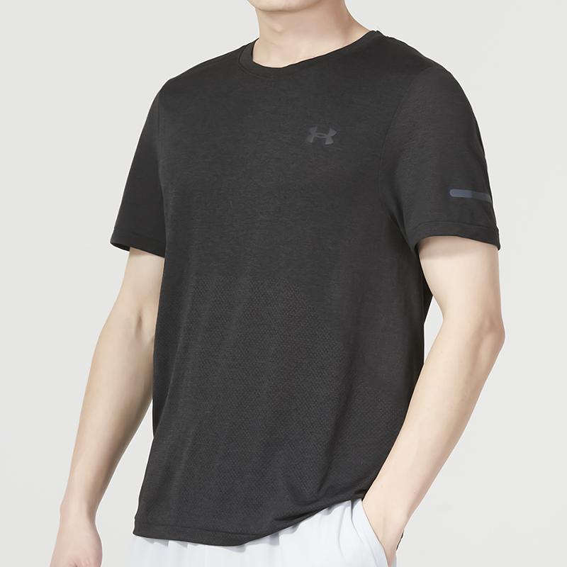 Under Armour Solid Color Crew Neck T-Shirt Men Tops Black 1375692-001
