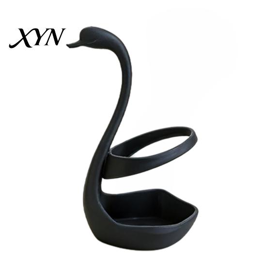 Moisture Resistant Storage Box 3D Printed Elegant Swan Rack with Ventilation And Draining Base, Compact Multi-use Organizer Multi-Purpose Toothbrush