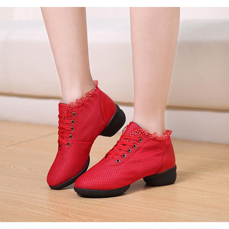 Breathable Mesh Rubber Sole Short Boots Sailor Dance Shoes Lace Up Soft Sole Latin Practice Shoes Teacher Shoes Square Dance Shoes