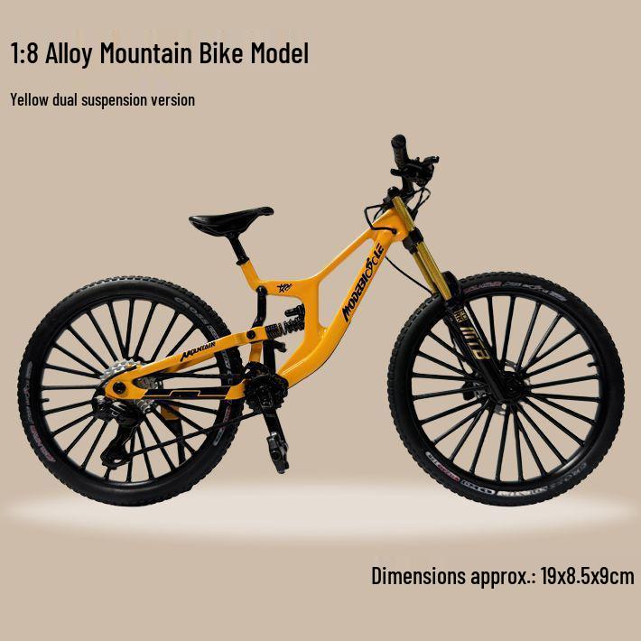 Simulated Alloy Mountain Bike Model with Dual Shock Absorption - Mini Bicycle Ornament