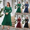 New V-neck Long-sleeve Dress Jacquard Waist Dresses