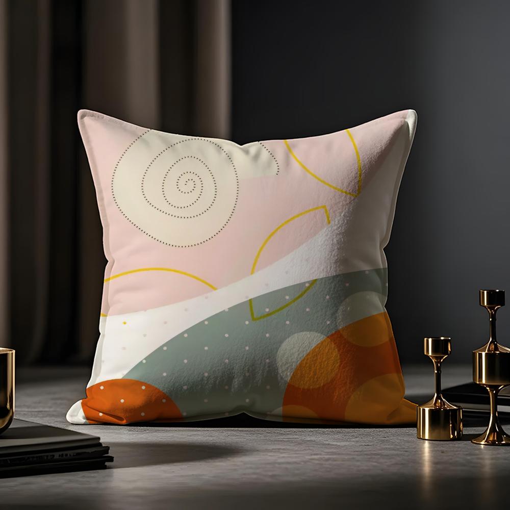 Morandi Geometric Abstraction Pillow Case Antidustmite Pillowcase Invisible Zipper Silky Short Plush Sofa Cushion Cover