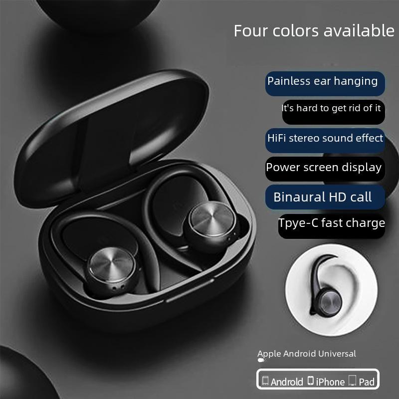 TWS In-Ear Wireless 5.0 Bluetooth Headset with Painless Ear-Hook, Digital Display, Sport Sweat-Proof & Noise Reduction