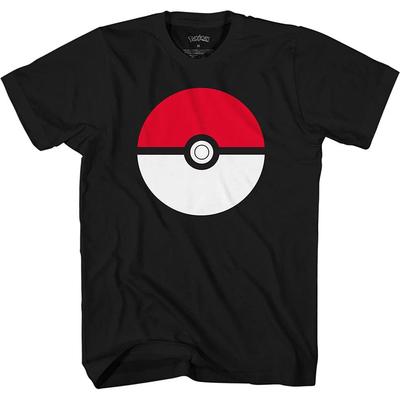 Offizielles Pokemon Pokeball T-Shirt für Erwachsene Schwarz 100% Baumwolle Herren T-Shirts Top