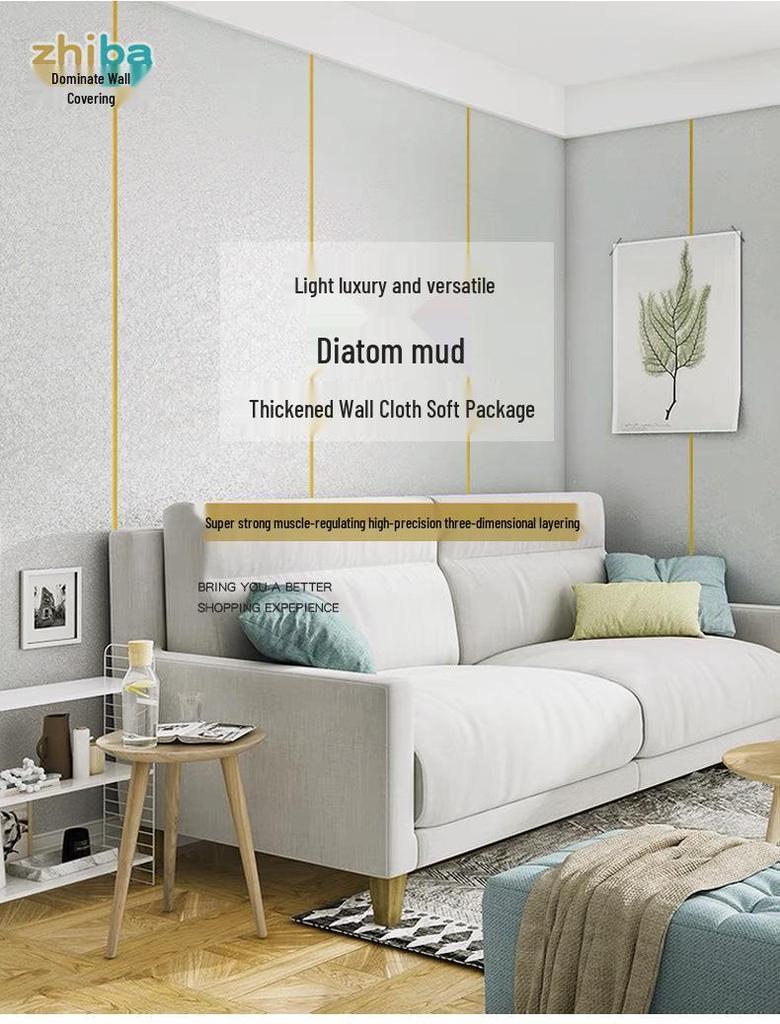 Thickened Self-Adhesive Diatom Mud Wall Sticker for Bedroom & Living Room