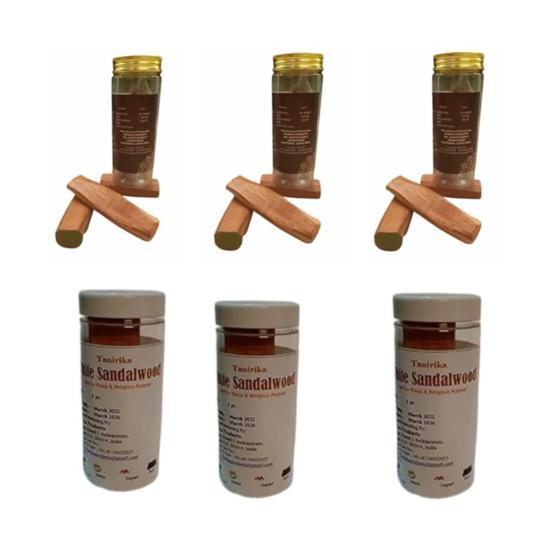 Tanrirka Red & White Chandan Tika Sticks 40-60gm (3+3) 6pc 100% Pure //Natural/Worship