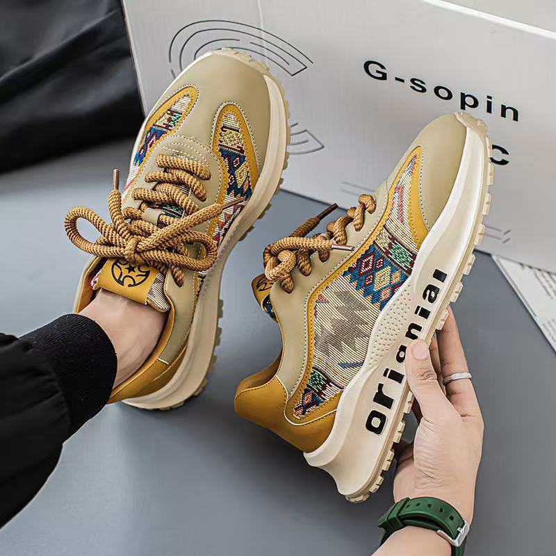 

2025 autumn new fashion personalized trend embroidery printing comfortable non-slip wear-resistant heightening sports and leisure trendy shoes 39