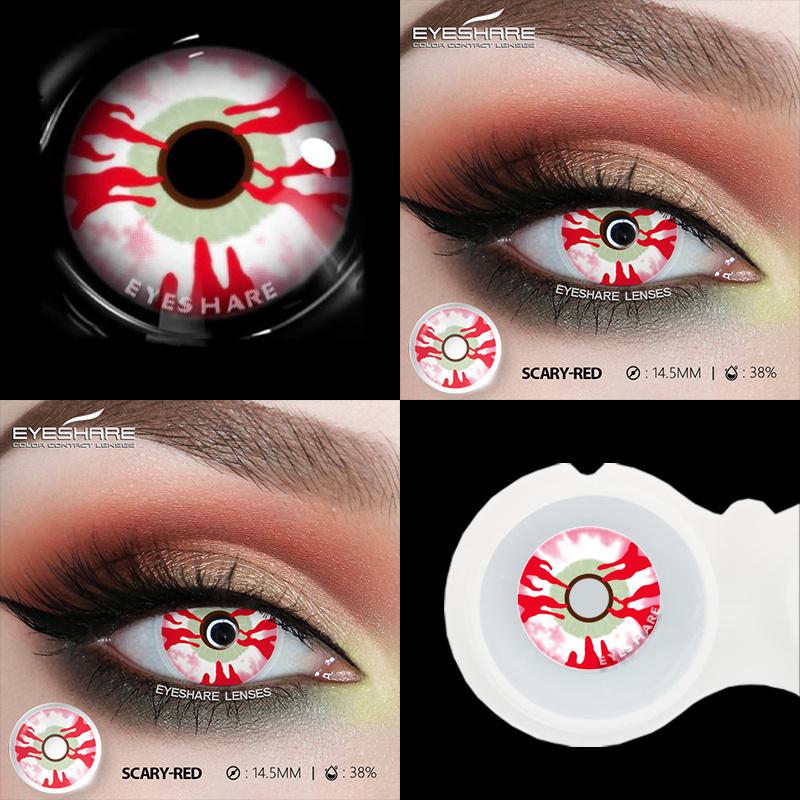 1pair Halloween Color Contact Lenses Cosplay Contact Lenses Anime Red Eye Lenses Blue Makeup Contact Lens Yellow Lenses