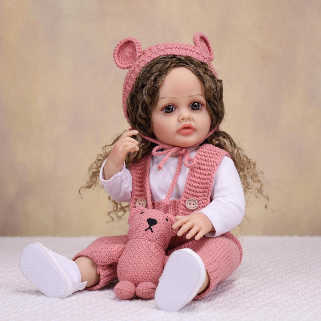 Cute Reborn Baby Girl Dolls Full Silicone Vinyl Can Bathe Lifelike Newborn Babies Doll Wear Wool Clothes Kids Playmate Toy Easter Decoration