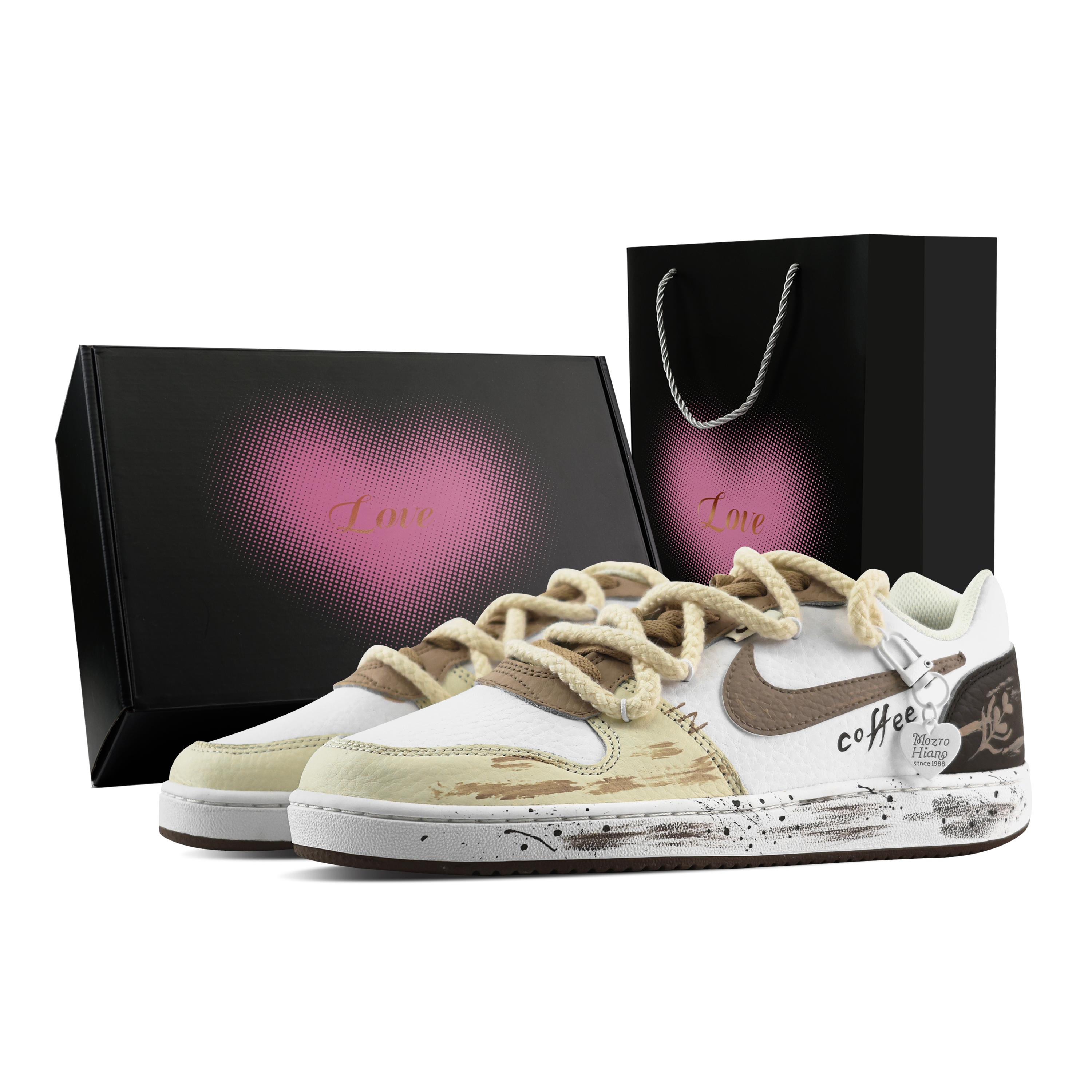 

Nike EBERNON Coffee Graffiti, Heart Box Abrasion Resistant Low top Skateboard Shoes Men s Yellow Brown IM3370-121(Team773--) 42.5