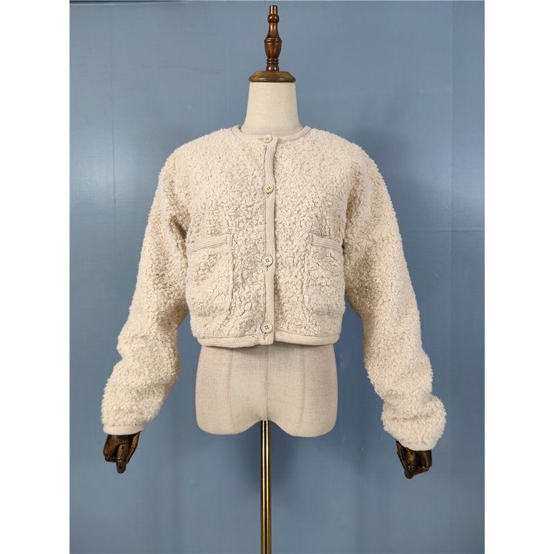 

Экспорт Весна и Осень Новое поступление Длинные рукава Имитация овечьей шерсти Легче всего сочетать Повседневный Персонализированный Нишевый дизайн Карман Короткая куртка Apricot S(EU36)