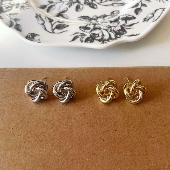 1 Pair Knot Earrings for Women, Hypoallergenic Small Stud Earrings, Woven Ball Knotted Statement Jewelry