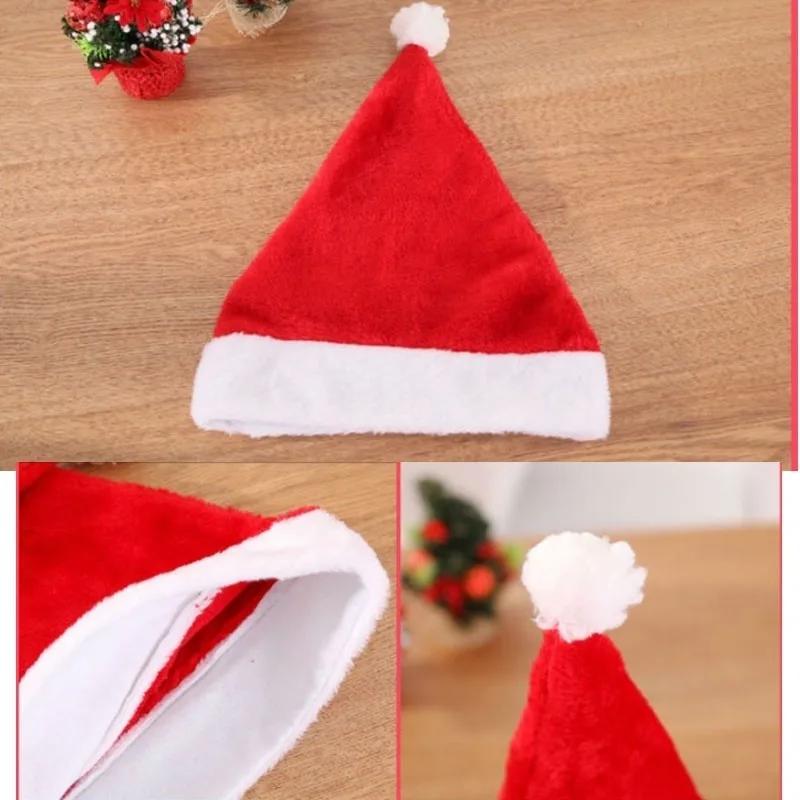 1 Pcs Xmas Santa Hat Kids Cap Christmas Ornaments Decoration Christmas Hat Women Men Boys Girls Cap For Christmas Party Props
