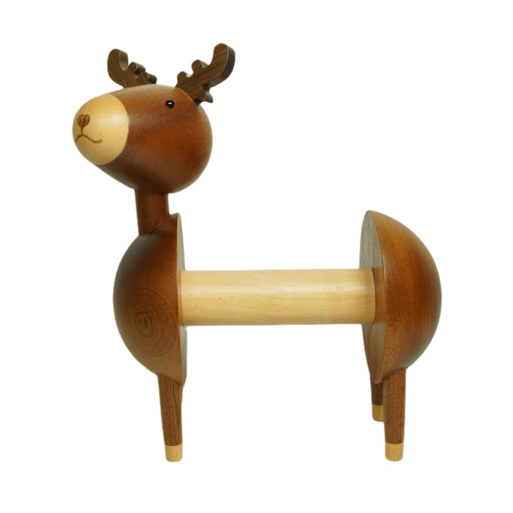 Rustic Wooden Reindeer Tissue Holder, Nordic Style Solid Wood Animal Roll Stand, Creative Home Kitchen Decor, Festive Holiday Bathroom Accessory