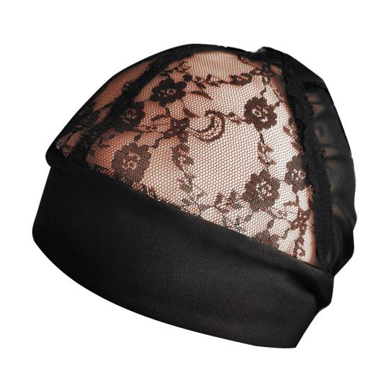 Hairnet Black French Net with Fastener Tape Elastic Ice Silk Trim Hollow Embroidery Lace