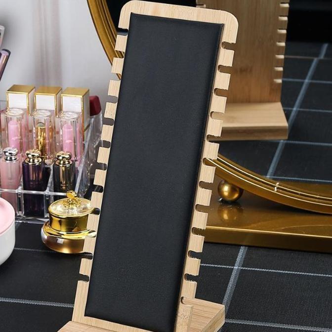 Modern Bamboo Necklace Tabletop Display Boards Jewelry Display Stand