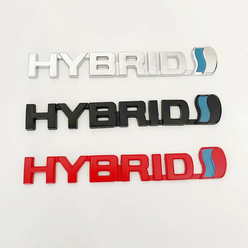 New 3D Metal HYBRID Logo Side Fender Rear Trunk Emblem Badge Car Sticker Decals For Toyota Prius Camry Crown Auris Rav4s TRD