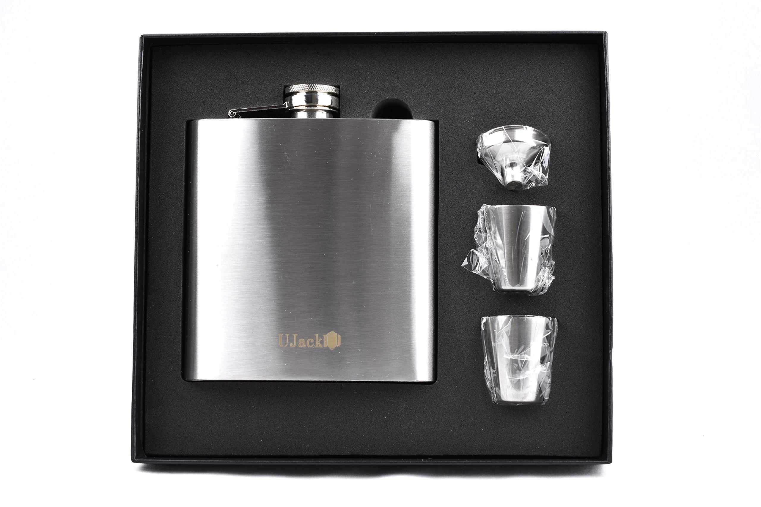 

UJack Нержавеющая сталь SUS304 Фляга для виски Фляга Фляга Матовая из (16 унций, Финиш/Сет 4)